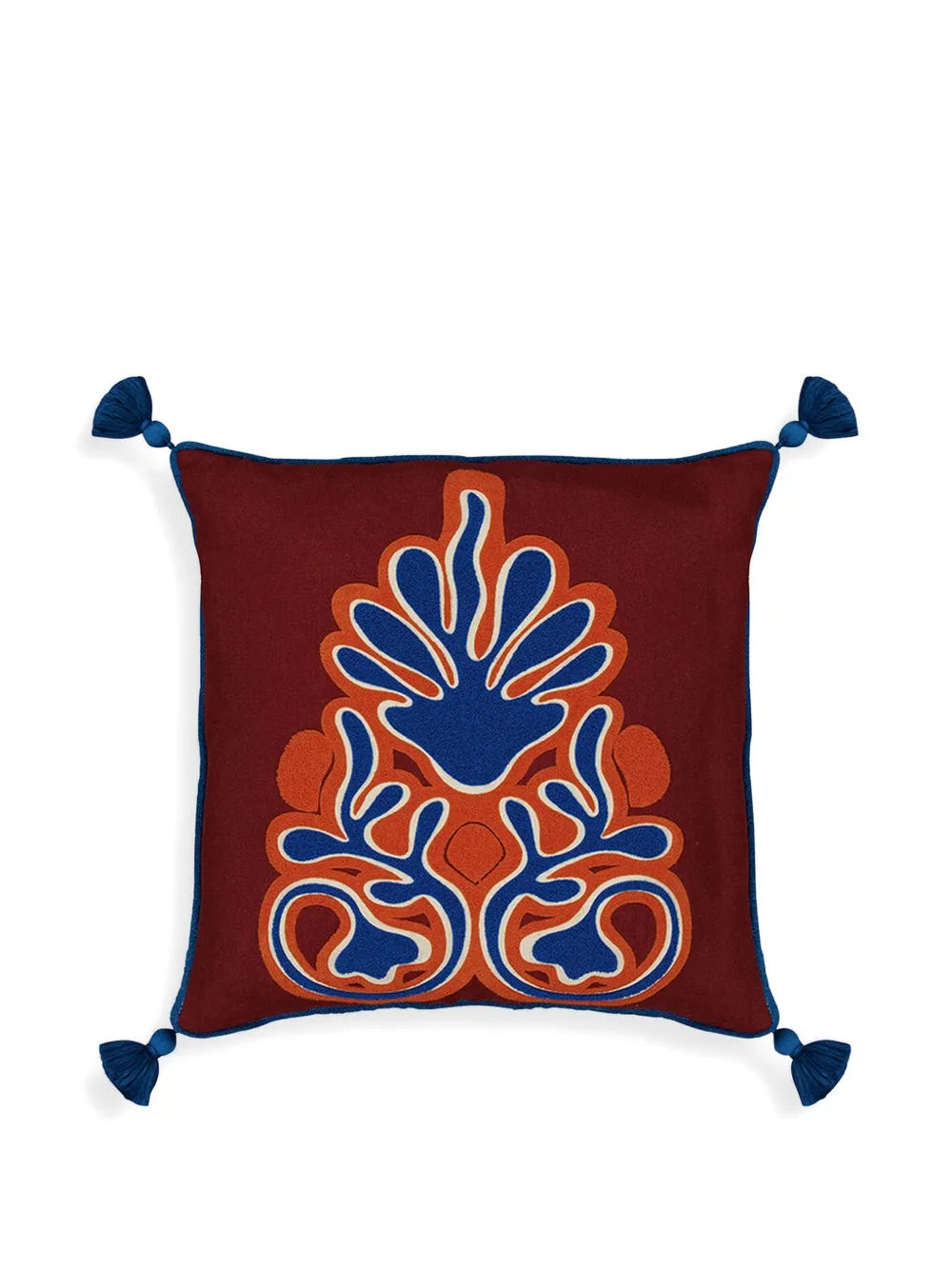 HOUSE OF CAPRICORN Teles Kissen mit abstrakter Quaste - Rot