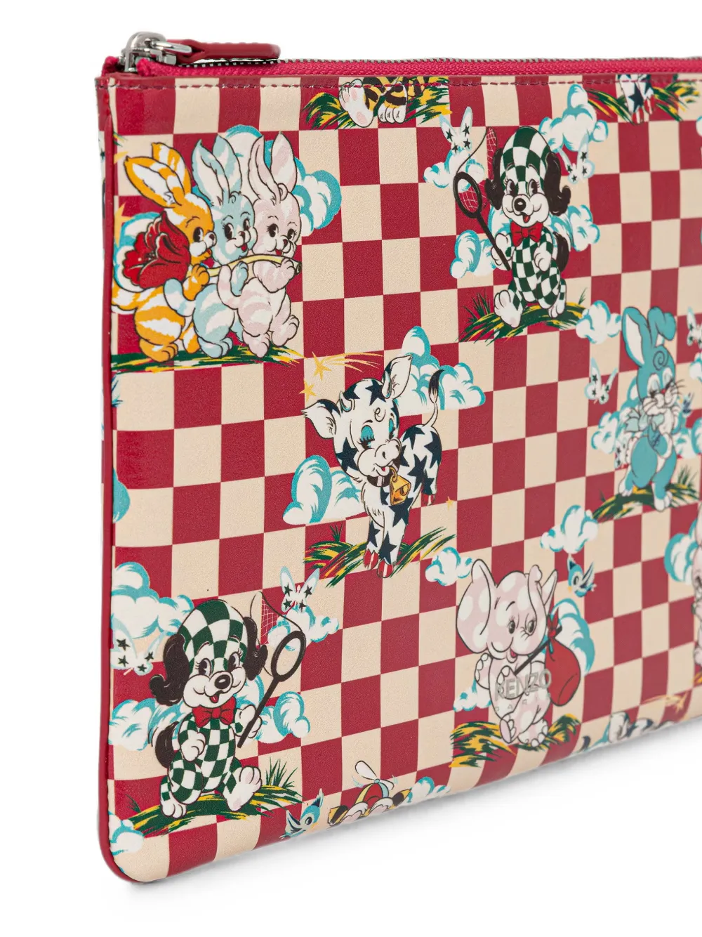 Kenzo Cartoon geruite buidel met dieren-print Rood
