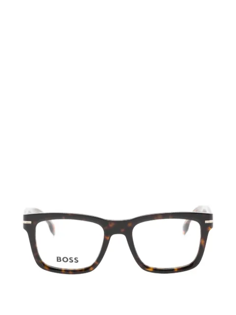 BOSS 톨토이즈셸 이펙트 스퀘어 프레임 안경