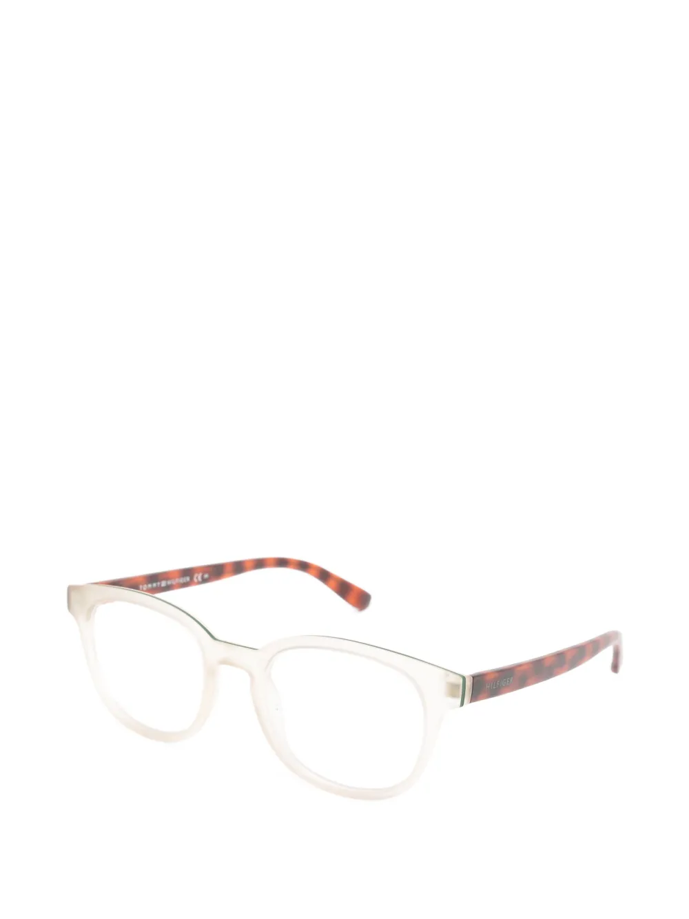 Tommy Hilfiger Bril met vierkant montuur en schildpadschild design Beige