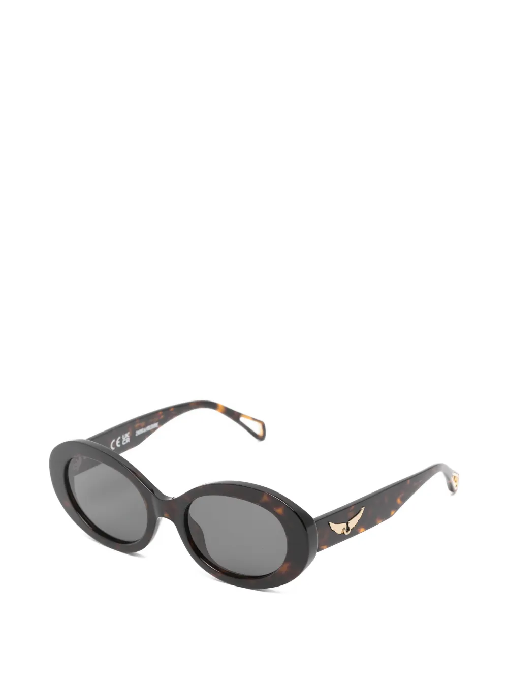 Zadig&Voltaire Zonnebril met rond montuur en schildpadschild design Bruin