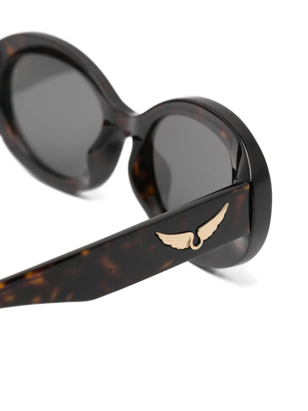 Zadig&Voltaire Zonnebril met rond montuur en schildpadschild design Bruin