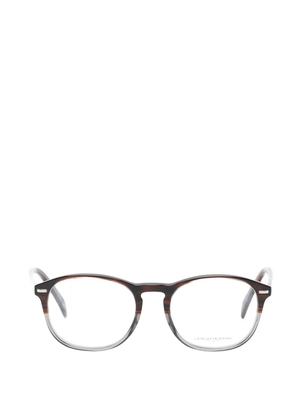 GIORGIO VALMASSOI tortoiseshell-effect round-frame glasses - Braun