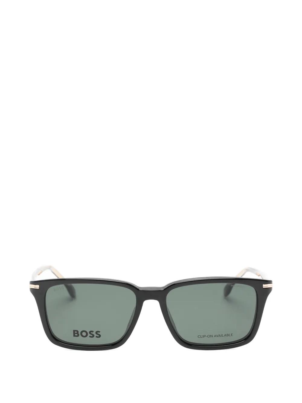 BOSS rectangle-frame clip-on glasses - Schwarz