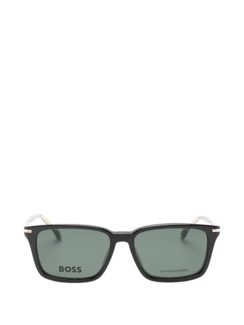 BOSS rectangle-frame clip-on glasses