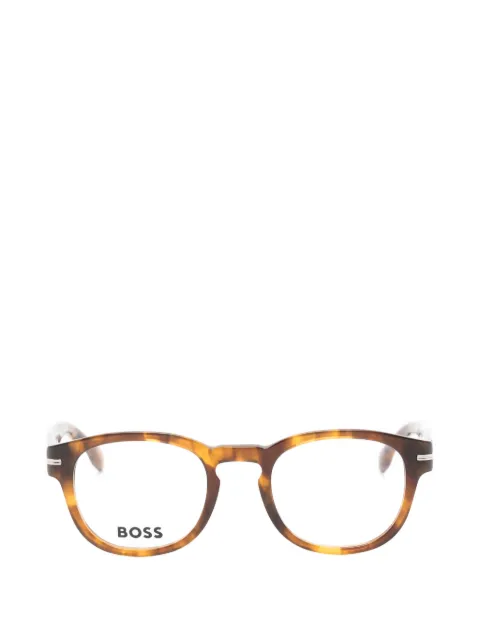 BOSS tortoiseshell-effect round-frame glasses