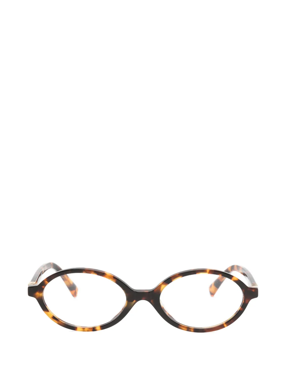 Miu Miu Tortoiseshell-effect Oval-frame Glasses In Brown