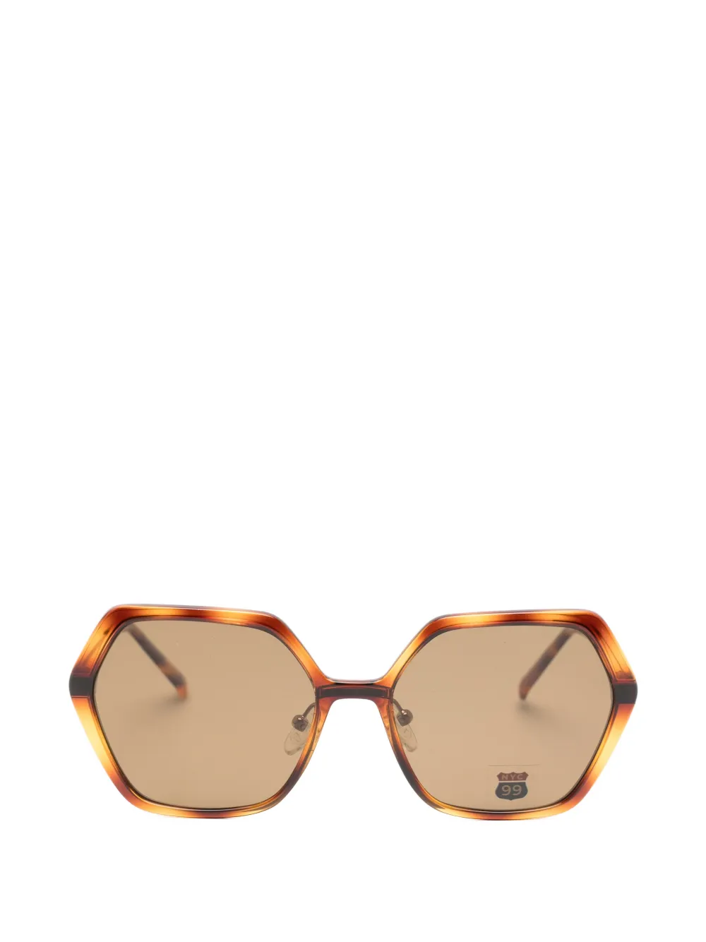 99 John St. geometric-frame clip-on glasses - Marrone