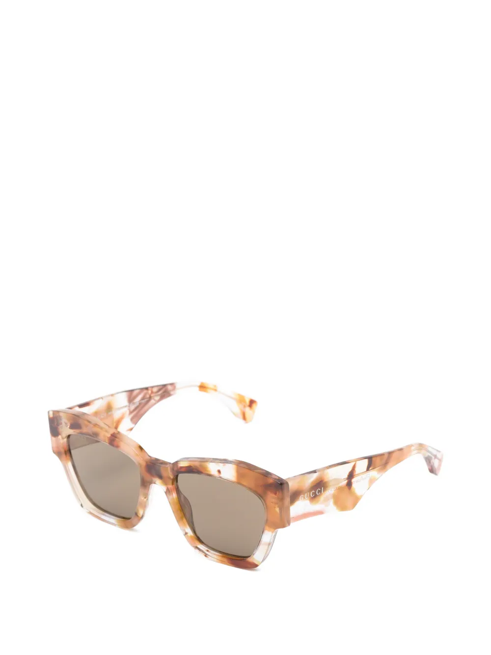 Gucci Eyewear Zonnebril met geometrisch montuur met schildpadschild design Bruin