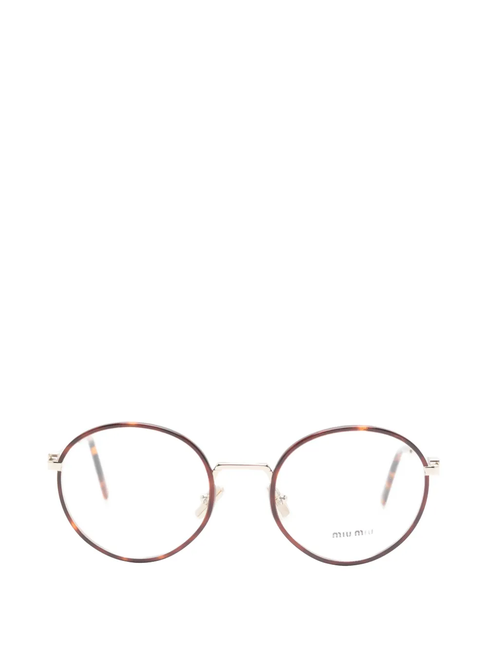 Miu Miu Tortoiseshell-effect Round-frame Glasses In Brown