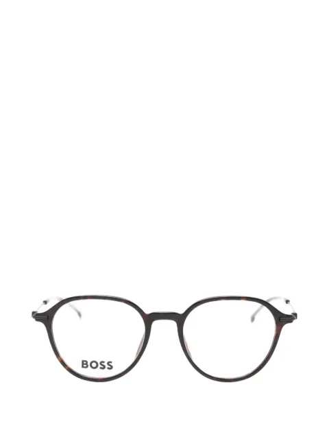 BOSS tortoiseshell-effect round-frame glasses
