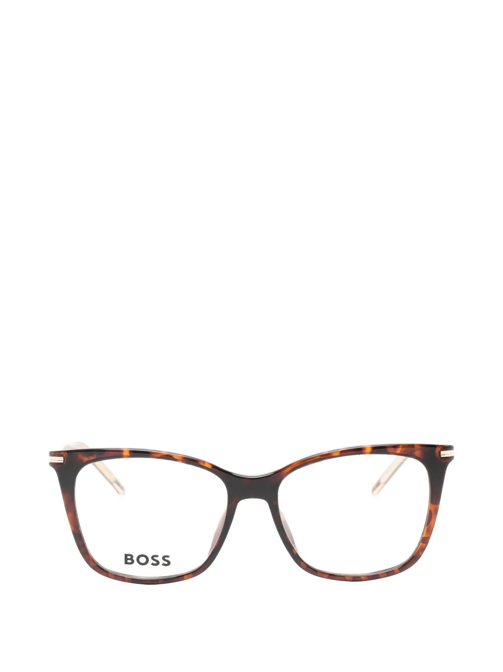 BOSS tortoiseshell-effect rectangle-frame glasses - Braun