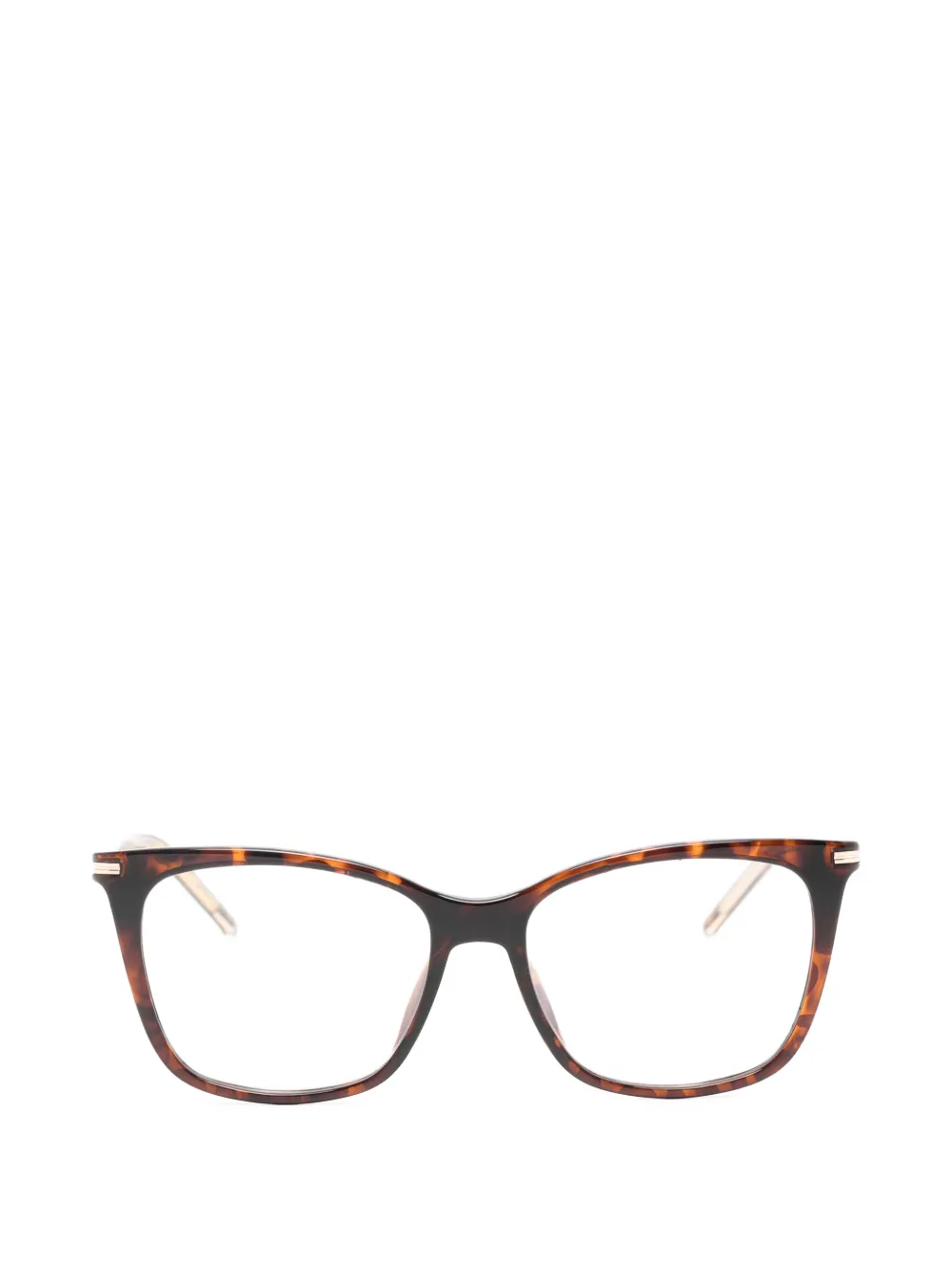 BOSS tortoiseshell-effect rectangle-frame glasses - Braun