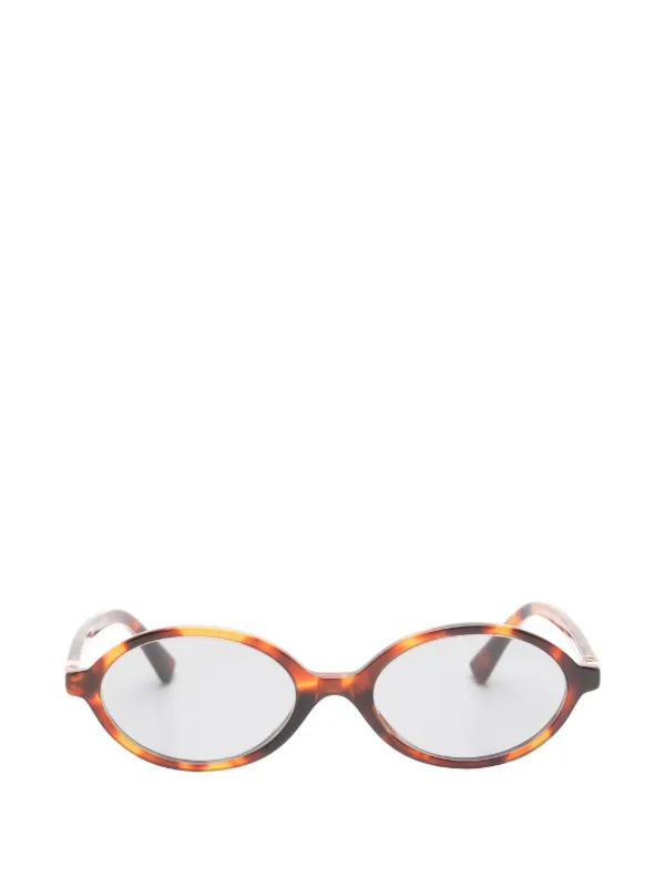 Miu Miu Eyewear トータスシェル オーバルサングラス | ブラウン