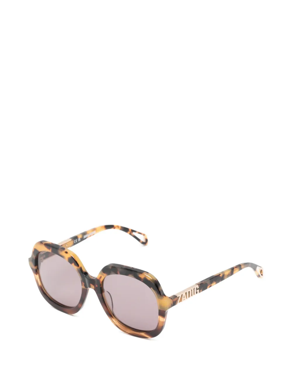 Zadig&Voltaire Zonnebril met geometrisch montuur met schildpadschild design Bruin