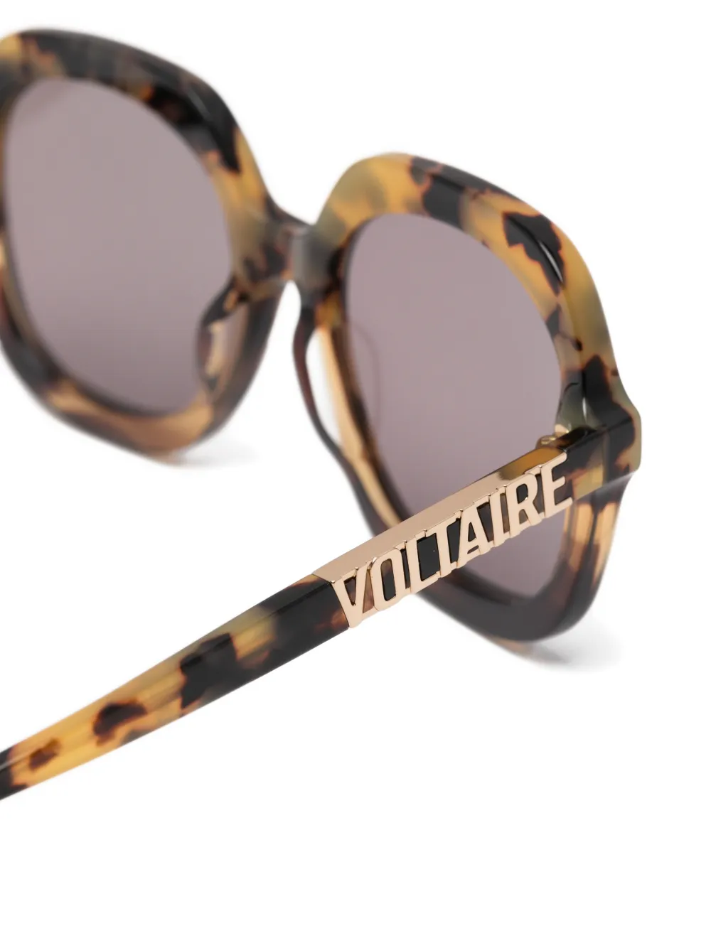 Zadig&Voltaire Zonnebril met geometrisch montuur met schildpadschild design Bruin