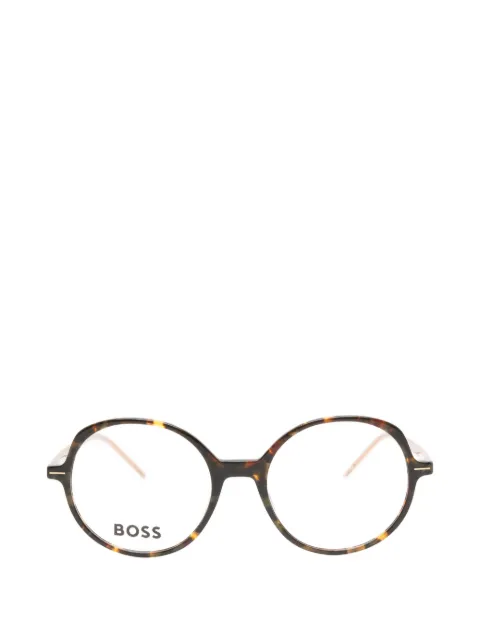 BOSS tortoiseshell-effect round-frame glasses