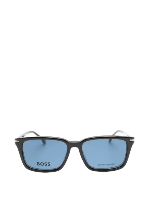 BOSS rectangle-frame clip-on glasses