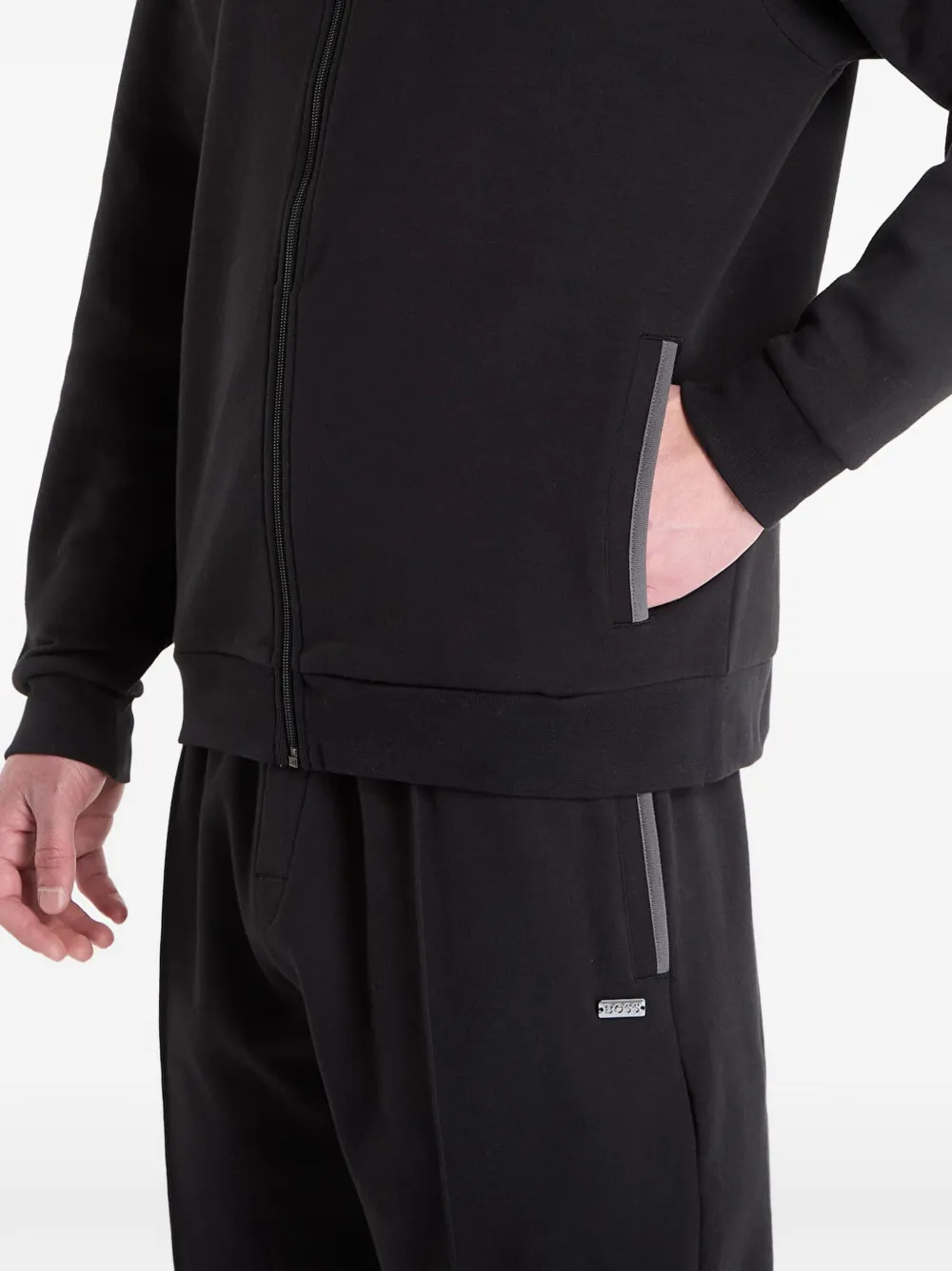 HUGO Hoodie met rits Zwart
