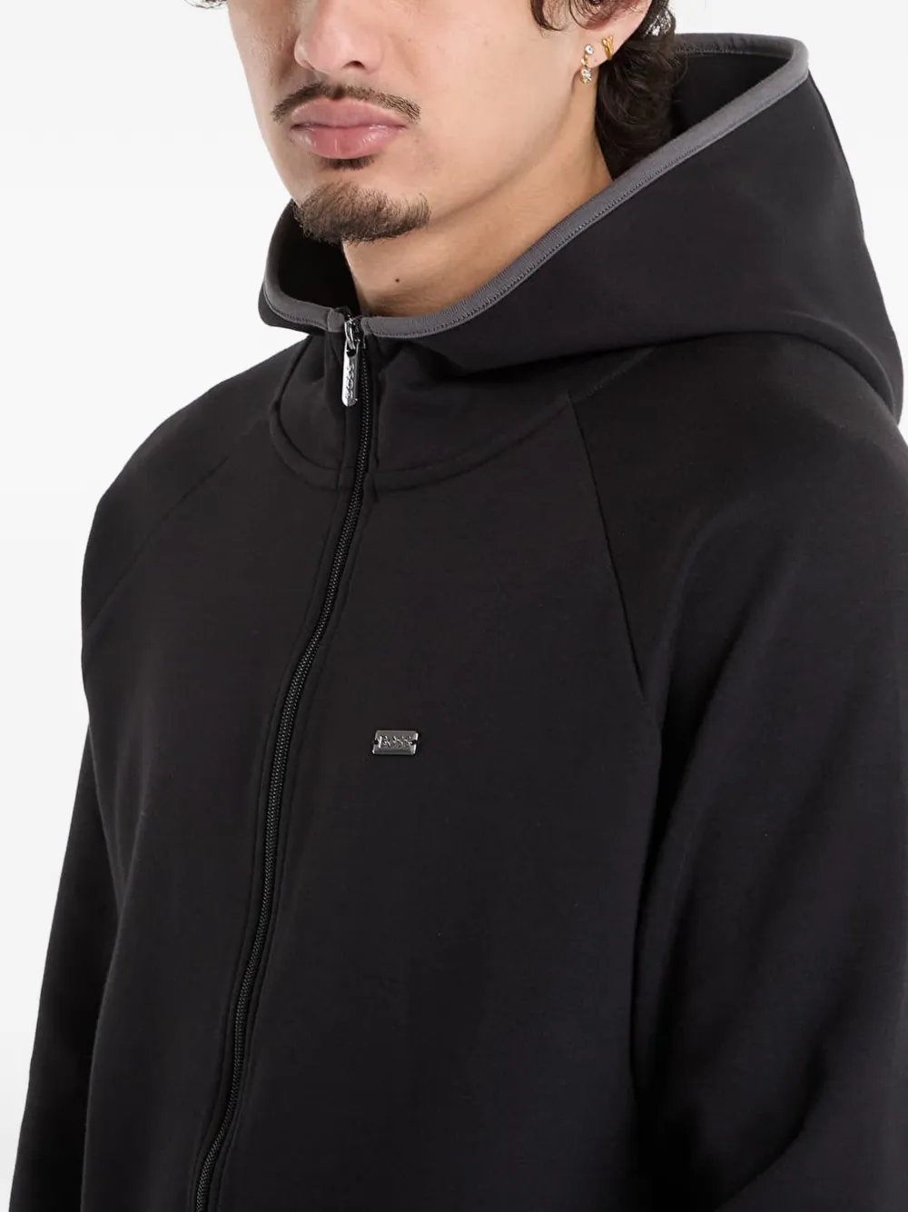 HUGO Hoodie met rits Zwart