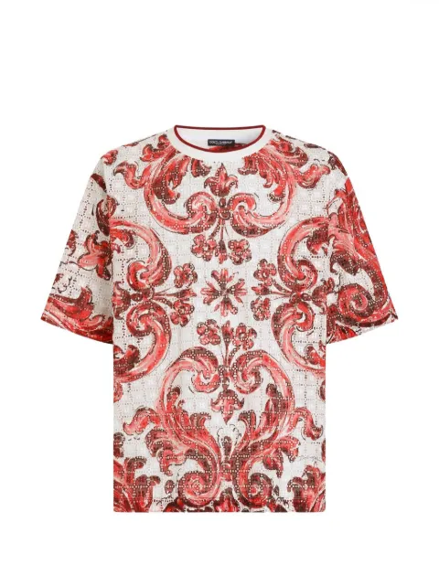 Dolce & Gabbana Camiseta com renda e bordado inglês