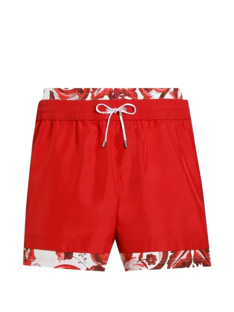 Dolce & Gabbana mellemlange badeshorts med majolica-tryk
