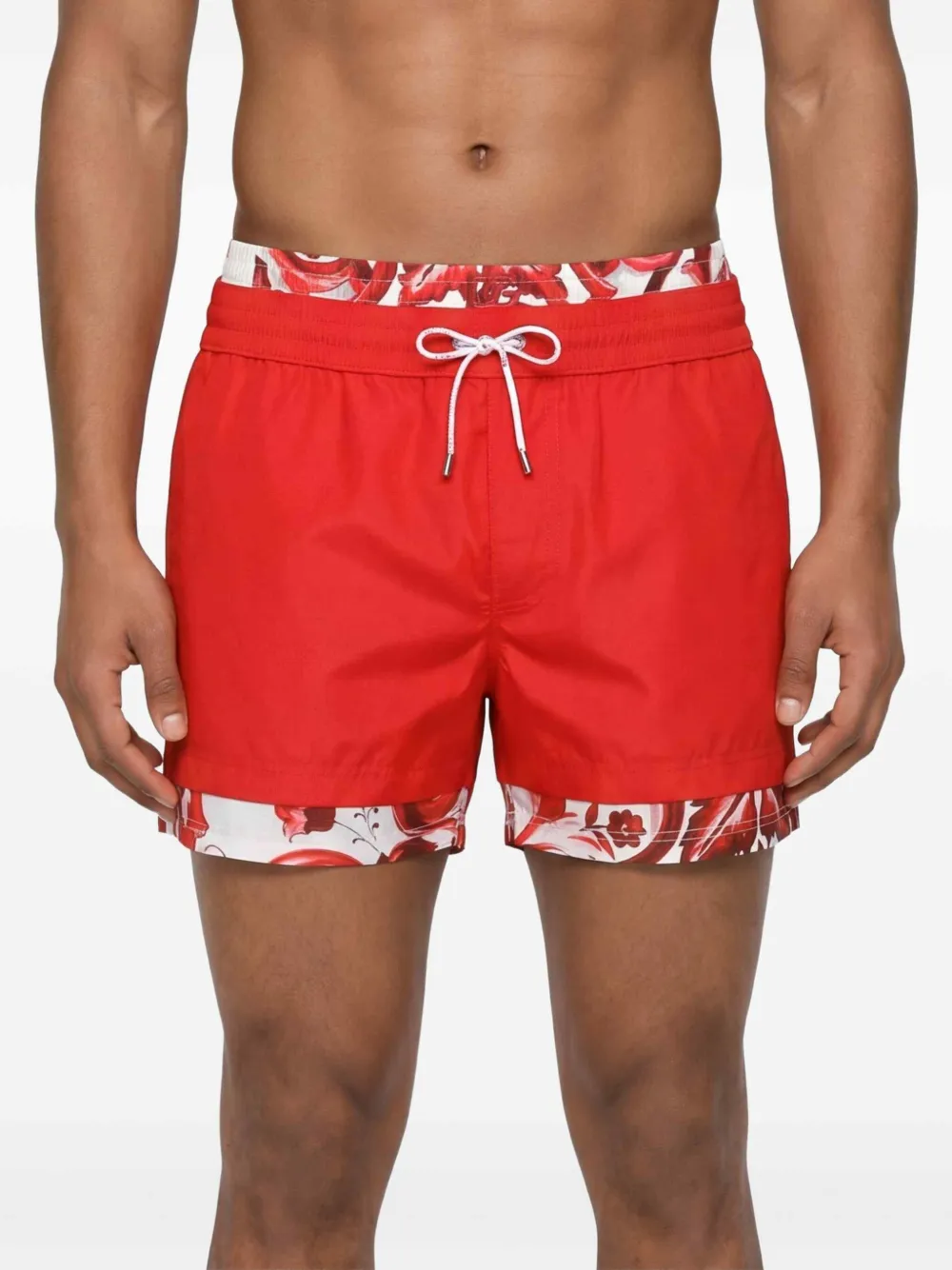 Dolce & Gabbana Medium zwembroek met Majolica-print Rood
