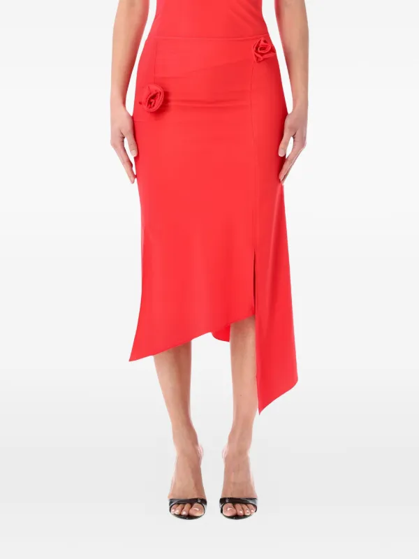 Coperni Flower Midi Skirt in Red