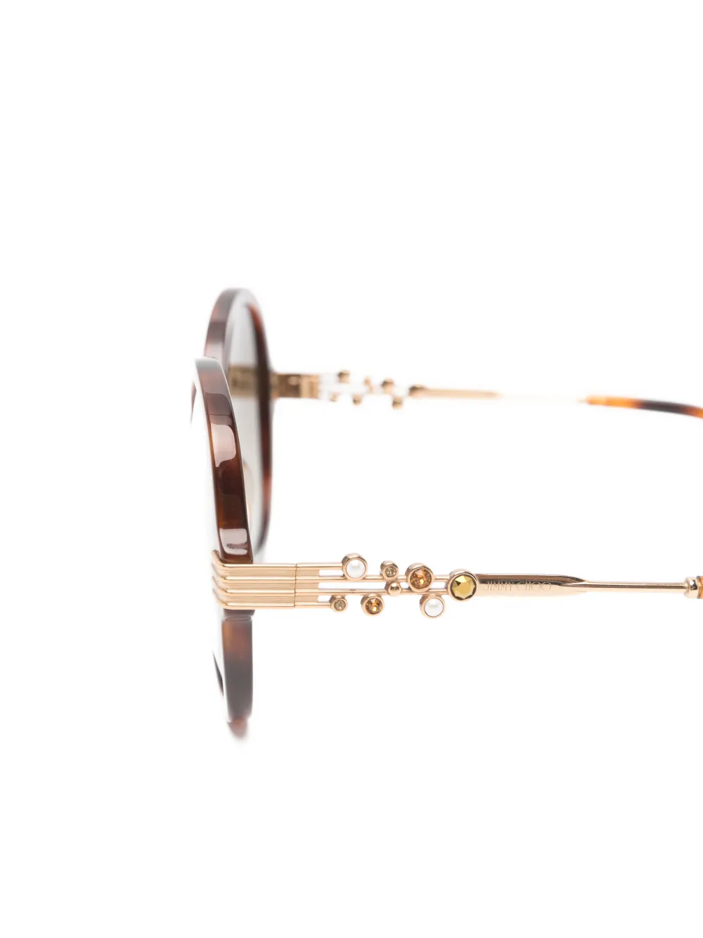 Jimmy Choo Eyewear Adria zonnebril met rond montuur en schildpadschild design Bruin