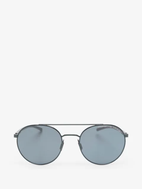 Porsche Design double-bridge round-frame sunglasses
