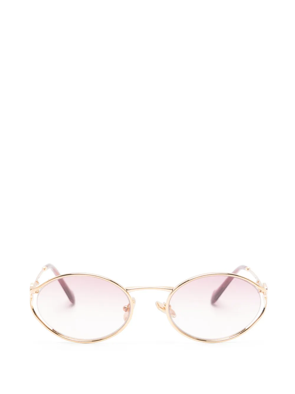 Miu Miu Eyewear logo-plaque oval-frame sunglasses - Oro