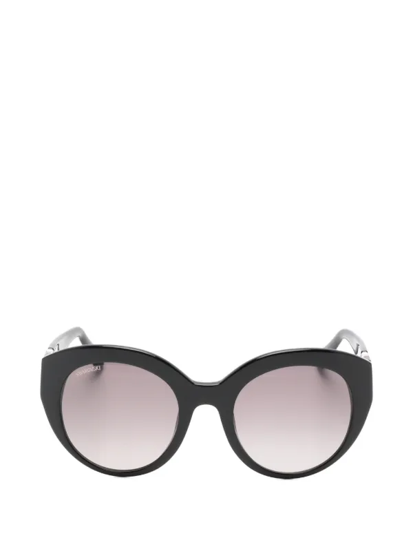 NEW Swarovski Crystal Black Round Frame Sunglasses Sunglasses, Cat-eye shape, SK6061U, Black | Swarovski main image 2