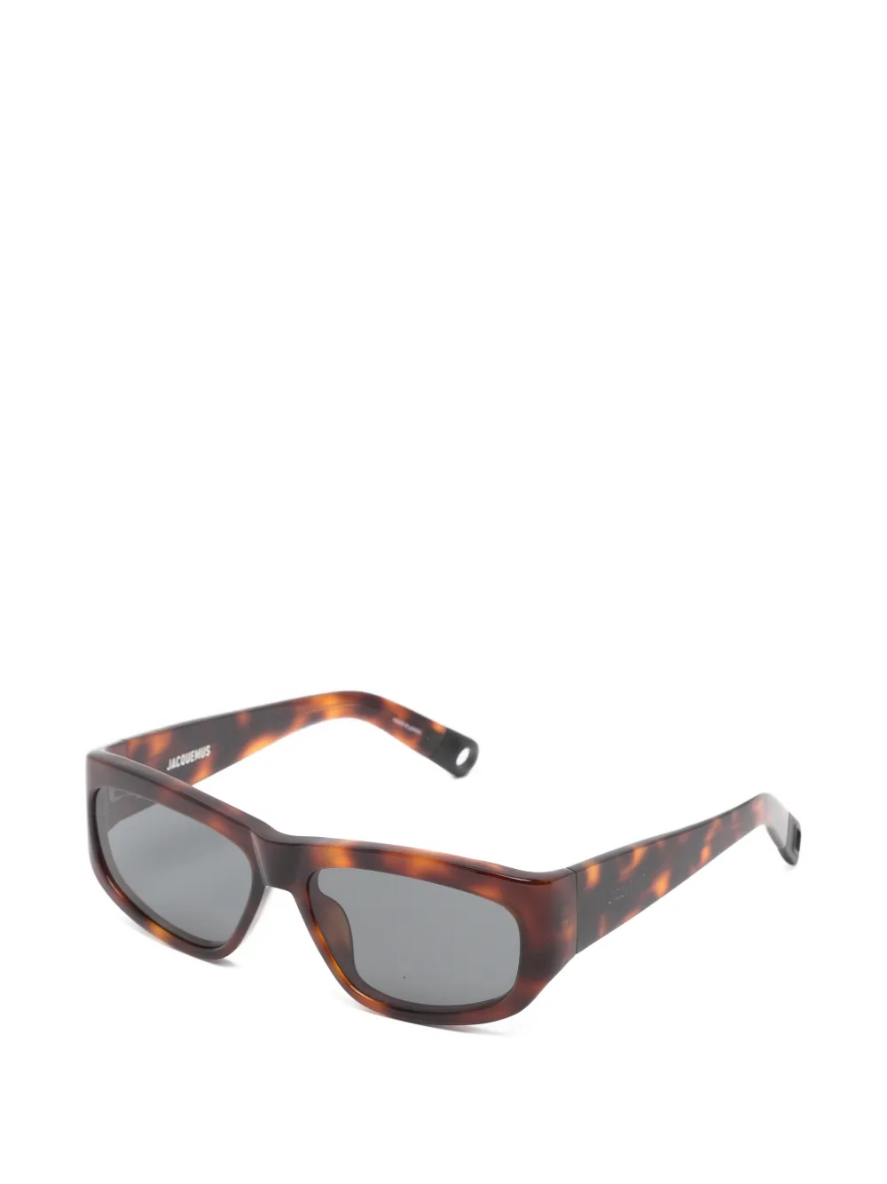Jacquemus Pilota zonnebril met rechthoekig montuur en schildpadschild-effect Bruin