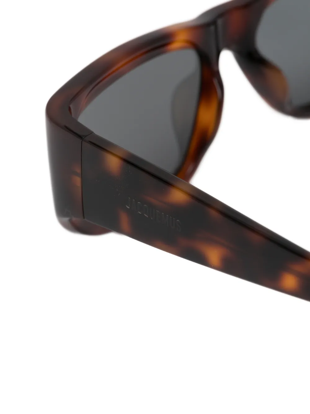 Jacquemus Pilota zonnebril met rechthoekig montuur en schildpadschild-effect Bruin