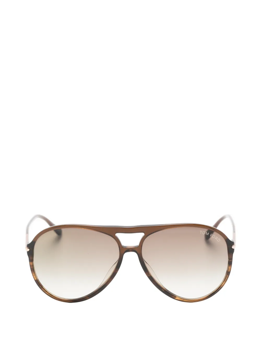 TOM FORD Eyewear tortoiseshell-effect pilot-frame sunglasses - Marrone