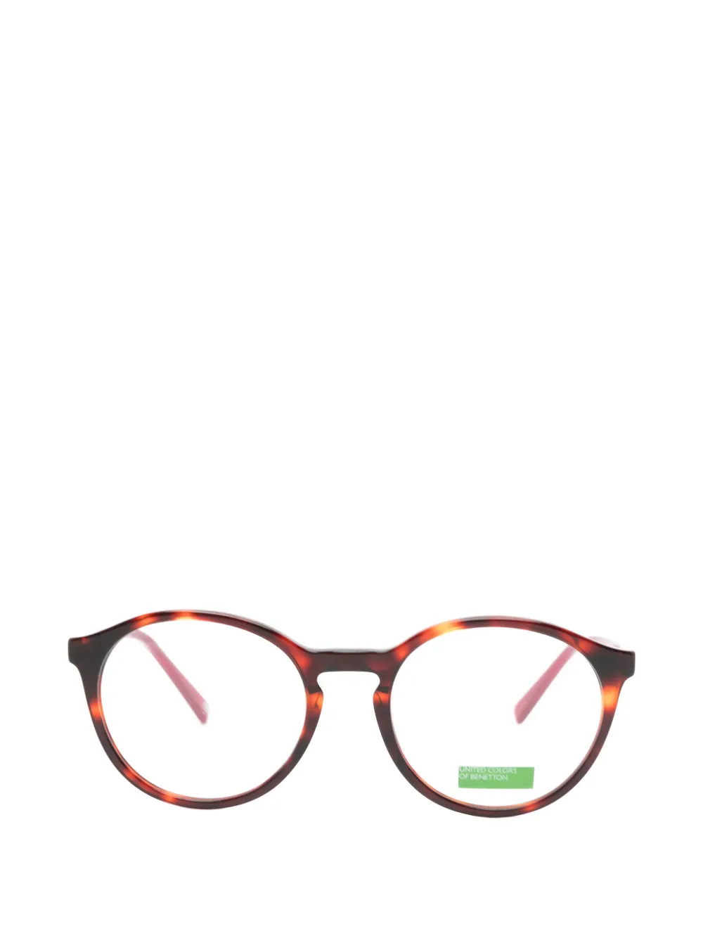 Benetton Tortoiseshell-effect Round-frame Glasses In Brown