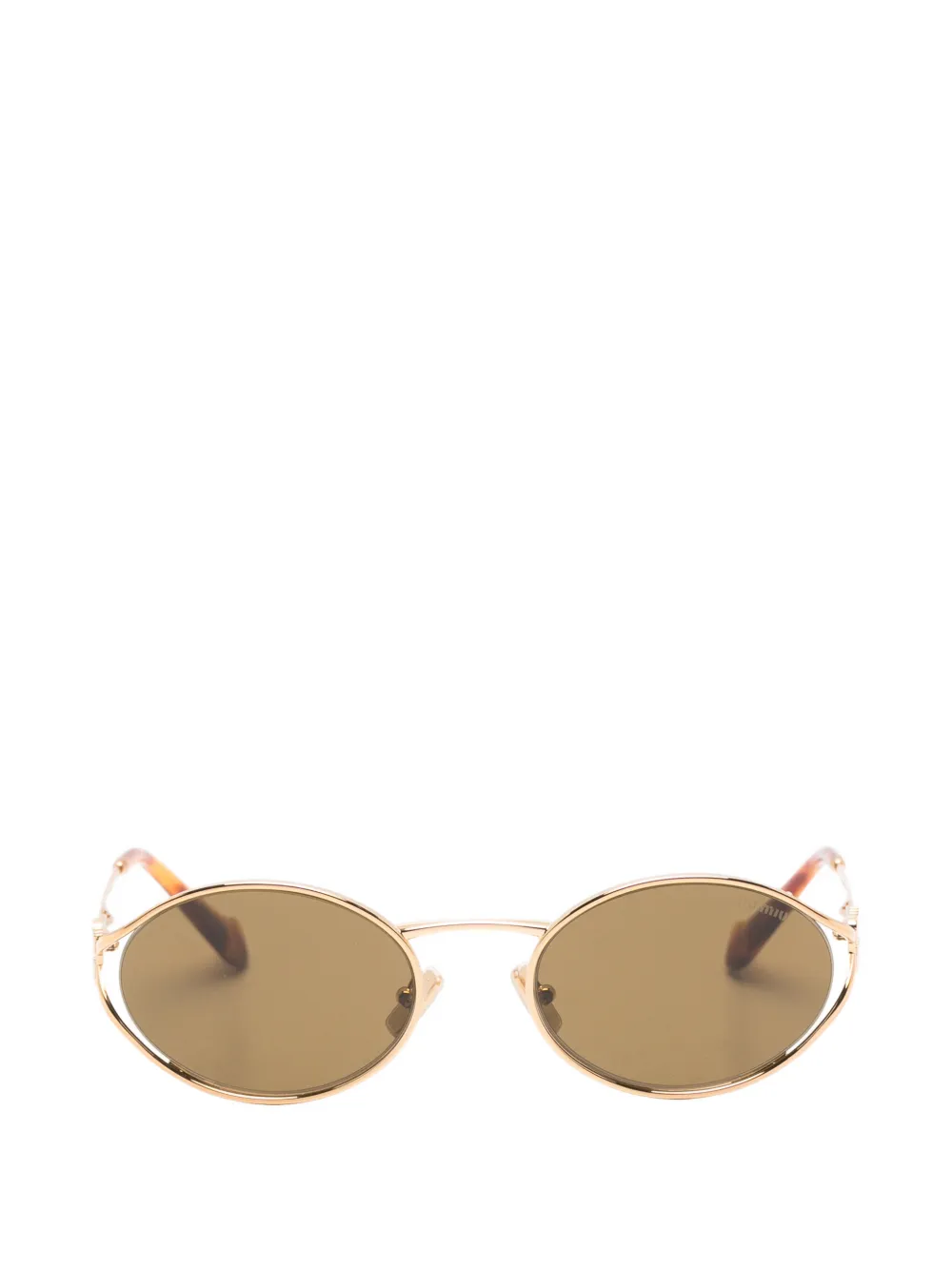 Miu Miu Eyewear logo-plaque oval-frame sunglasses - Oro