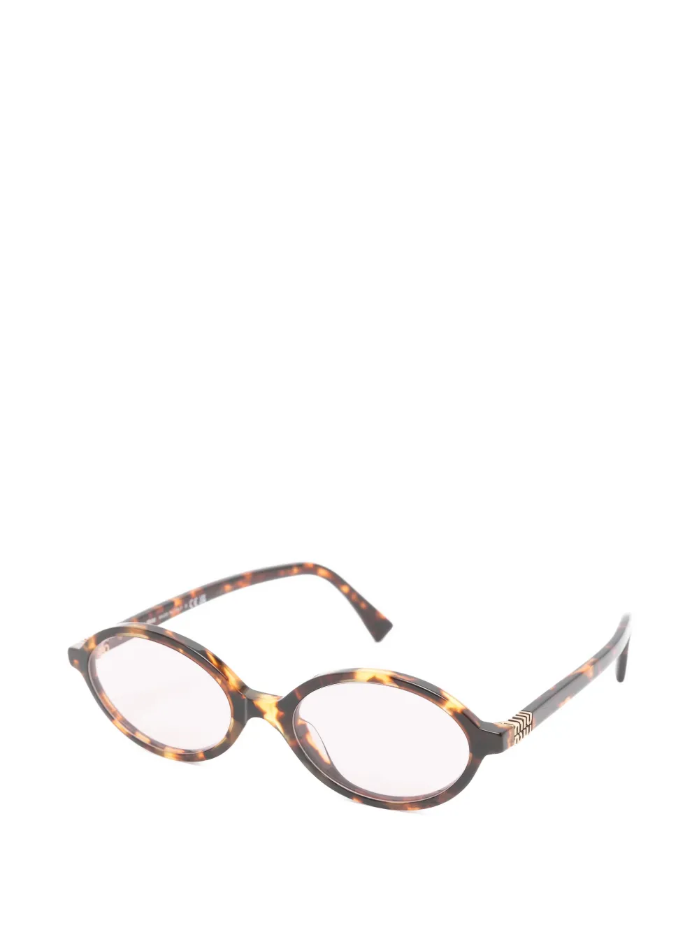 Miu Eyewear Zonnebril met ovalen montuur en schildpadschild design Bruin