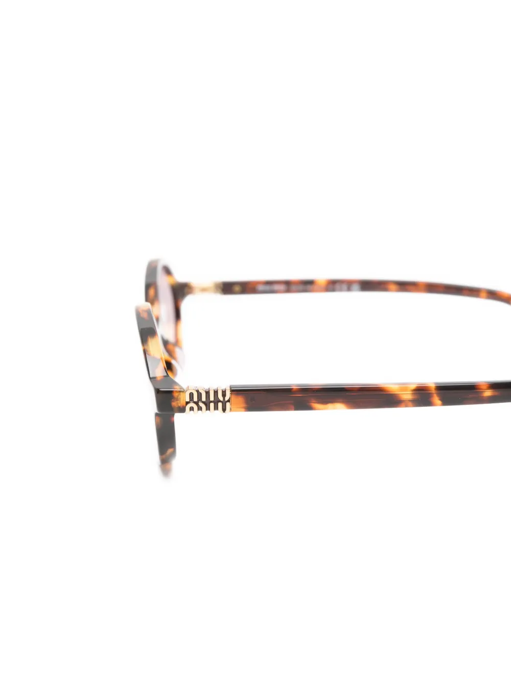 Miu Eyewear Zonnebril met ovalen montuur en schildpadschild design Bruin