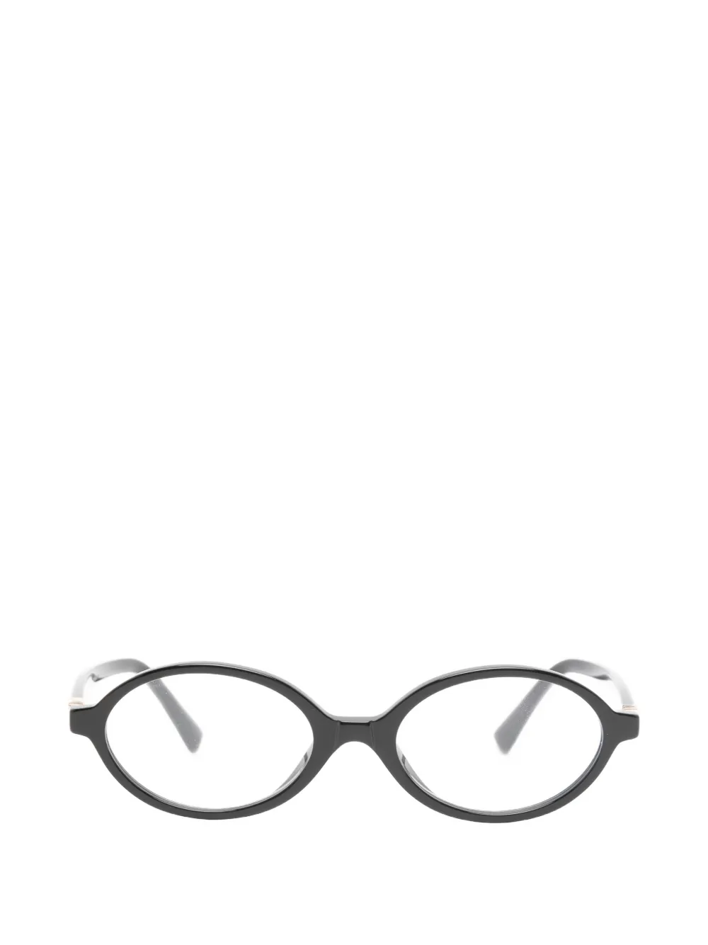 Miu Miu Logo-plaque Oval-frame Glasses In Black