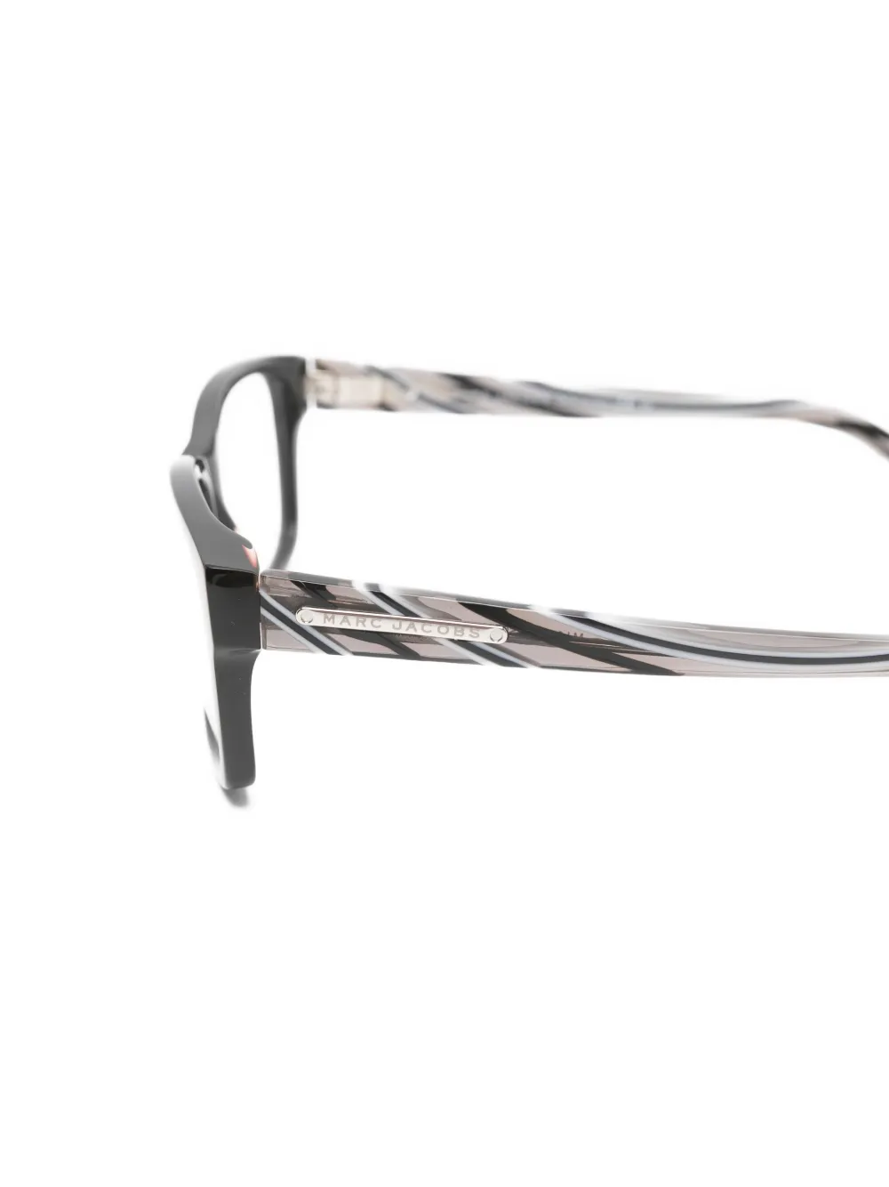 Marc Jacobs Eyewear Zonnebril met rechthoekig montuur en gestreepte pootjes Zwart