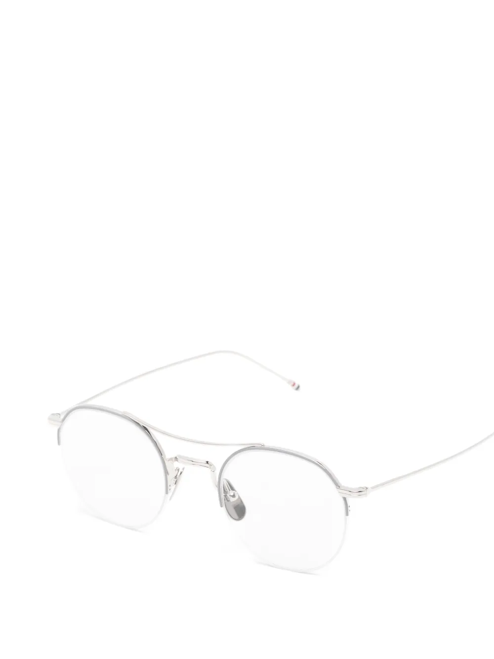 Thom Browne Eyewear Bril met rond montuur en dubbele neusbrug Zilver