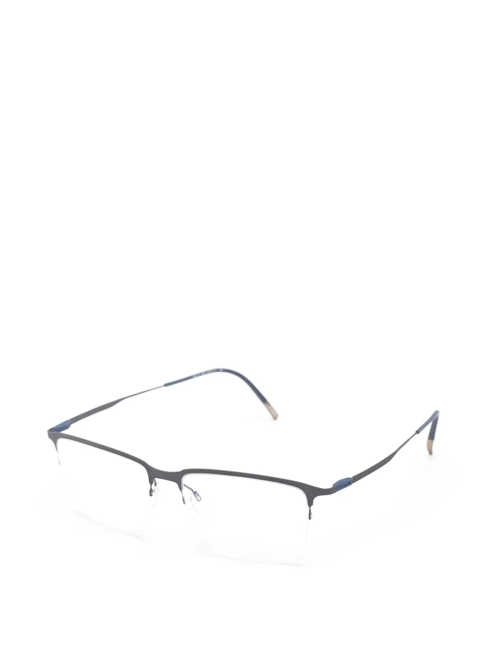  Silhouette Semi-rimless Rectangle-frame Glasses - Bleu 