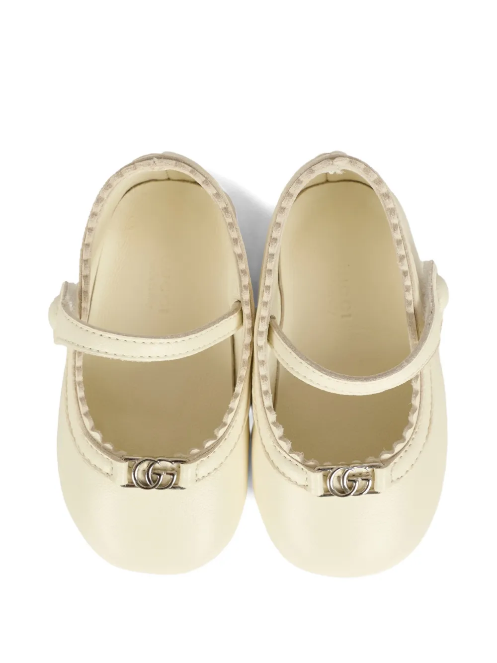 Gucci Kids scalloped logo ballerinas Wit