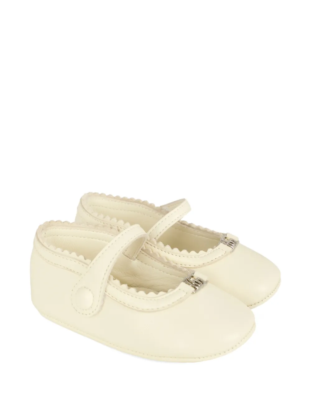 Gucci Kids scalloped logo ballerinas Wit