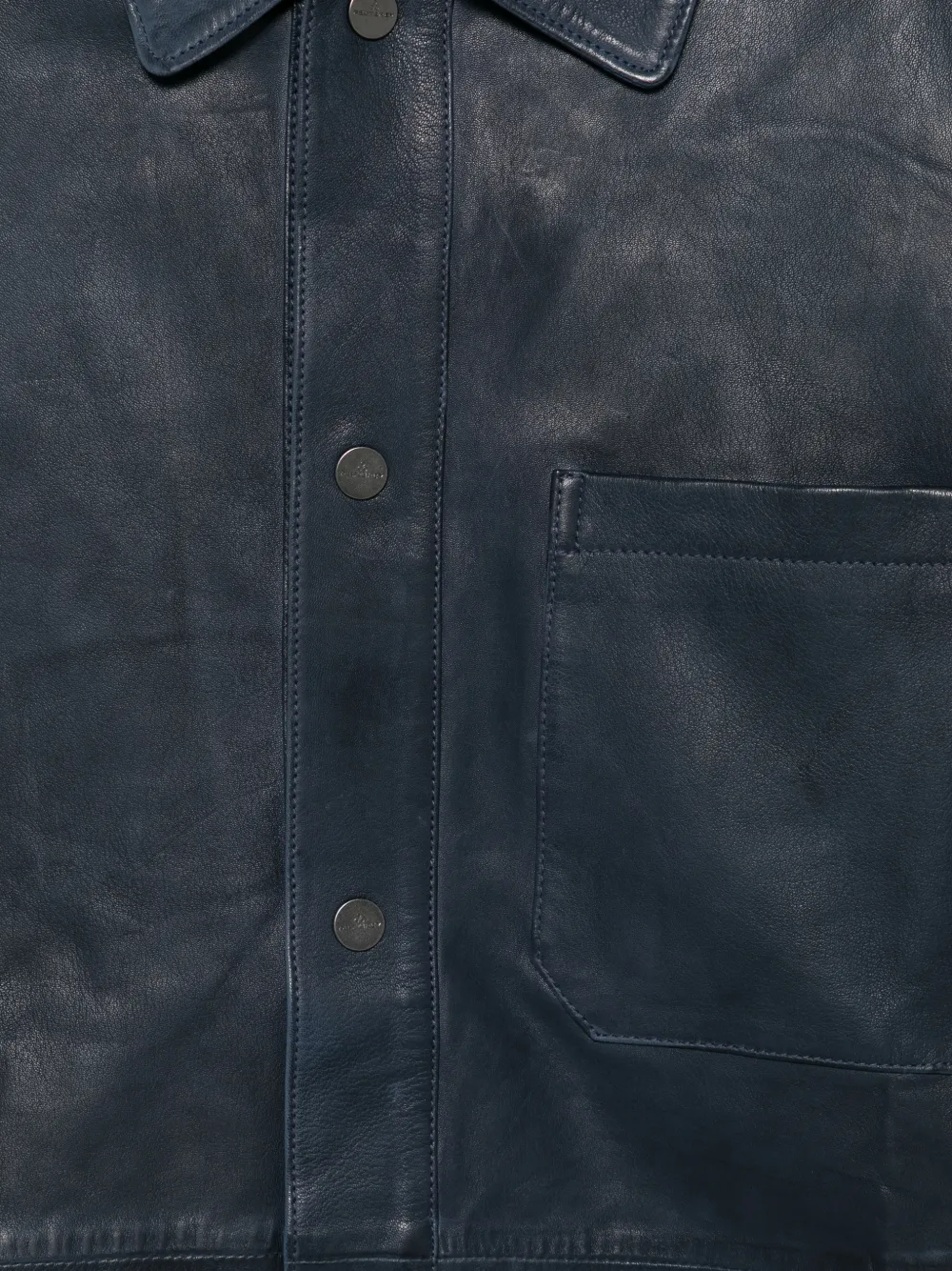 Peuterey Todd leren jack met knopen Blauw