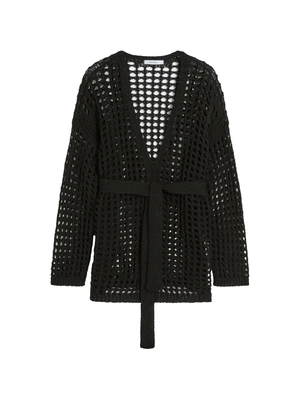 Max Mara belt-detail knit cotton cardigan - Nero