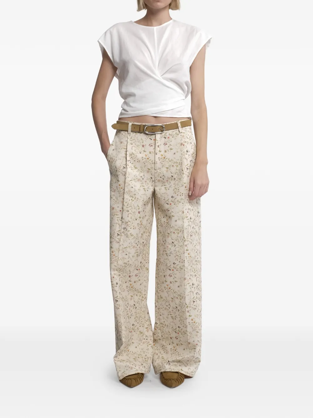  Tela Floral-print Trousers - Neutrals 
