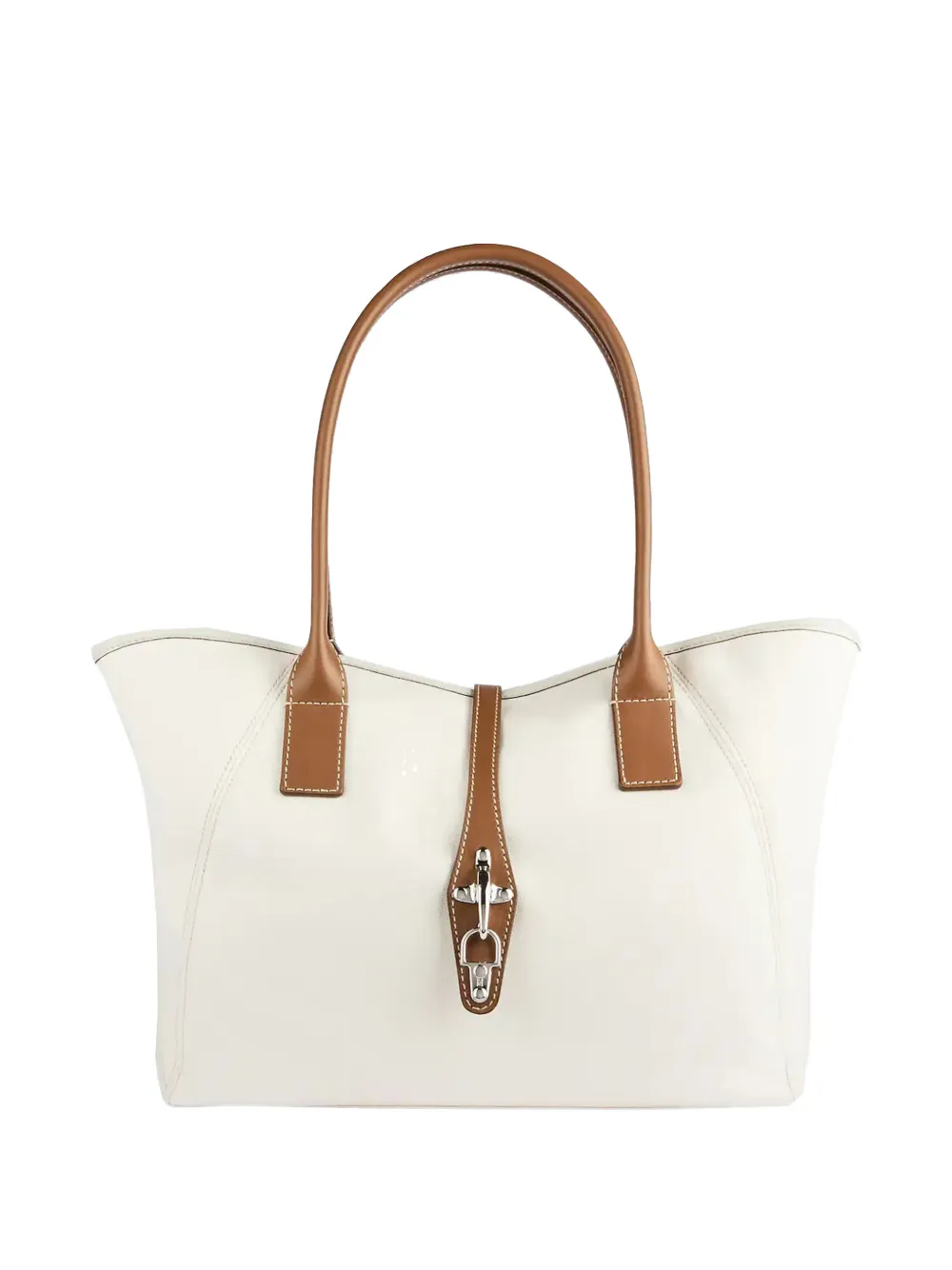 Fay leather-trim tote bag - Bianco
