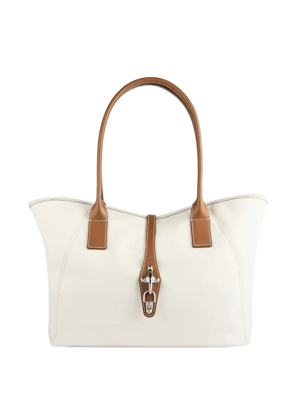 Fay leather-trim tote bag - Bianco